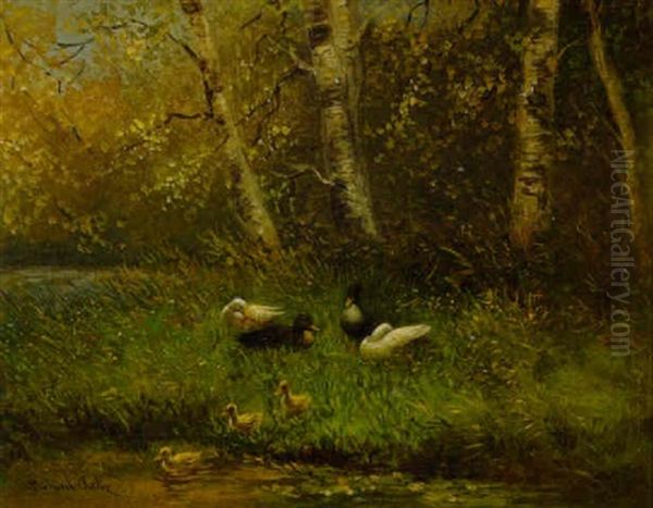 Enten Am Wasser Oil Painting by David Adolph Constant Artz