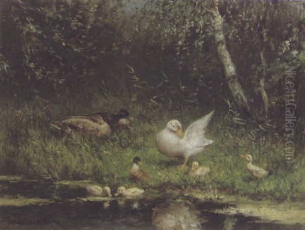 Enten Am Rand Eines Teiches Oil Painting by David Adolph Constant Artz