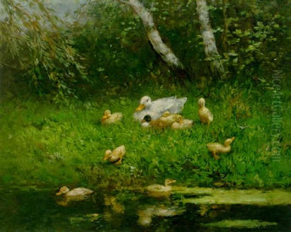 The First Swim Oil Painting by David Adolph Constant Artz