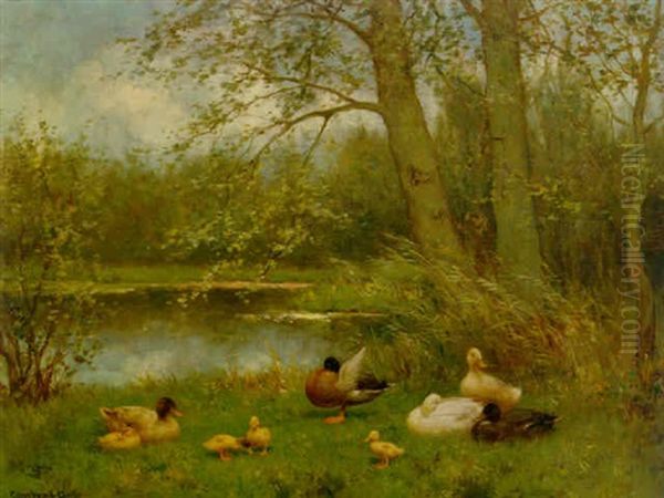 A Duck Family by David Adolph Constant Artz