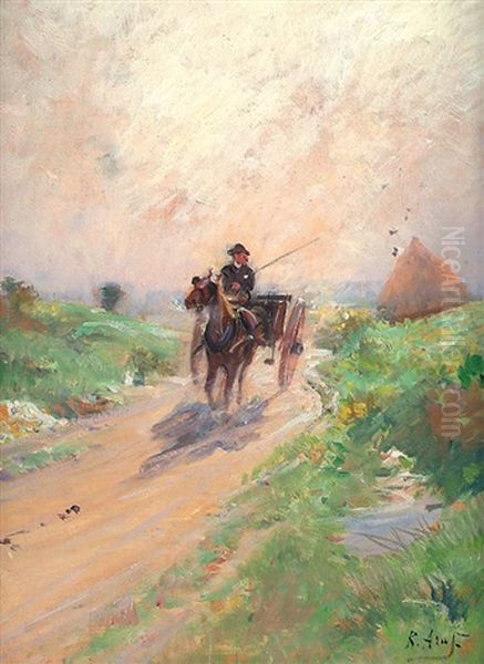 Charette Dans Le Chemin Oil Painting by Louis Raoul Arus