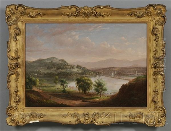 Mount Merino And South Bay, Columbia County, New York Oil Painting by Henry Ary