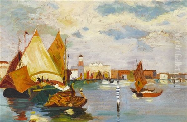 Segelschiffe Vor Istanbul Oil Painting by Hale Asaf