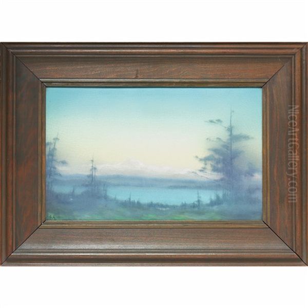 Mountain Landscape Plaque Oil Painting by Lenore Asbury