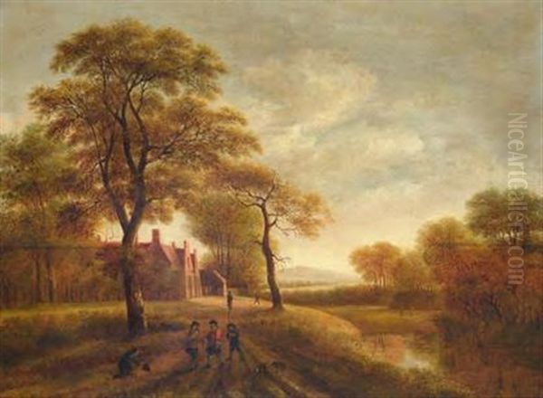 Landschloss Mit Personenstaffage Oil Painting by Pieter Jansz van Asch