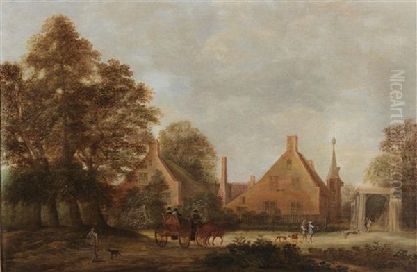 A Village Road Oil Painting by Pieter Jansz van Asch