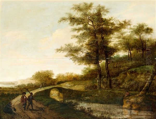 Landscape With Village Path And Men Oil Painting by Pieter Jansz van Asch