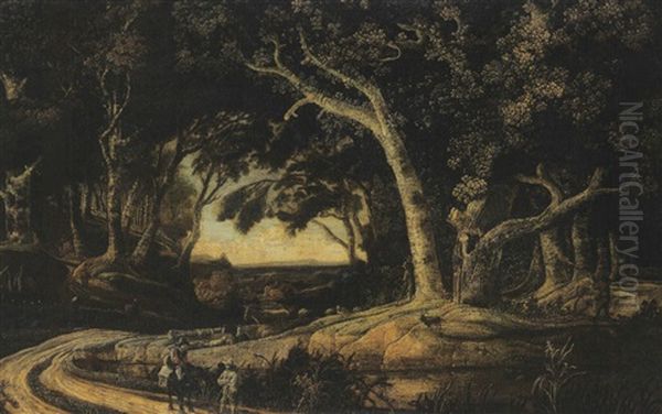 Promeneurs Dans Un Paysage De Foret Oil Painting by Pieter Jansz van Asch