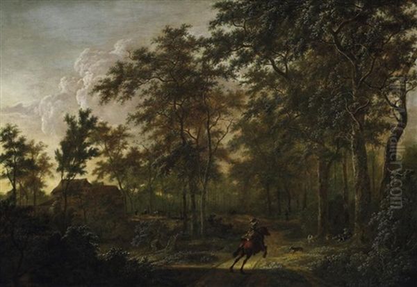 Grose Sommerliche Waldlandschaft Mit Jagern Oil Painting by Pieter Jansz van Asch