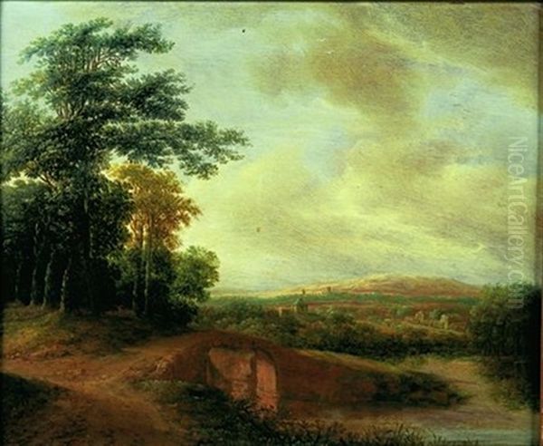 Paysage De Riviere Au Pont Oil Painting by Pieter Jansz van Asch