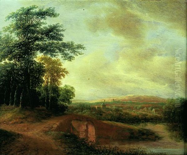 Paysage De Riviere Au Pont Oil Painting by Pieter Jansz van Asch