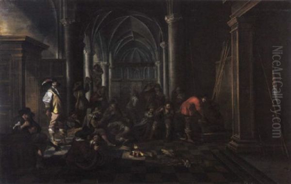 A Guardroom Company In A Church Interior Oil Painting by Pieter Jansz van Asch