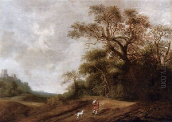 Waldlandschaft Mit Wanderer Und Hund Oil Painting by Pieter Jansz van Asch