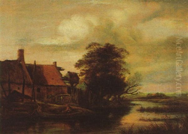 Bauernhaus An Einem Flus Mit Einer Fahre Oil Painting by Pieter Jansz van Asch