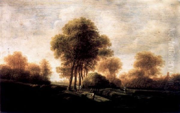 Weite Landschaft Mit Heimkommenden Jagern Und Spaziergangern Oil Painting by Pieter Jansz van Asch