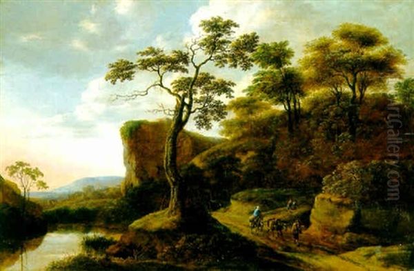 A Rocky Wooded Landscape With Travellers Oil Painting by Pieter Jansz van Asch