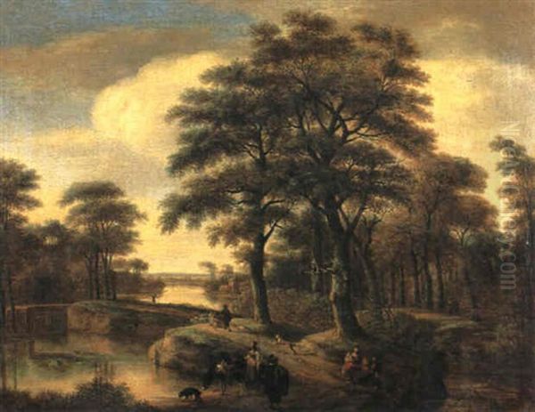 Bewaldete Landschaft Mit Gew,sser Und Figurenstaffage Oil Painting by Pieter Jansz van Asch