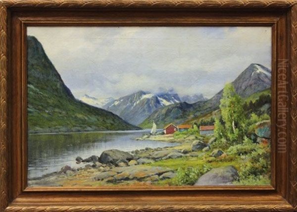 Norwegian Landscapes (2 Works) Oil Painting by Ernst Aschenbach