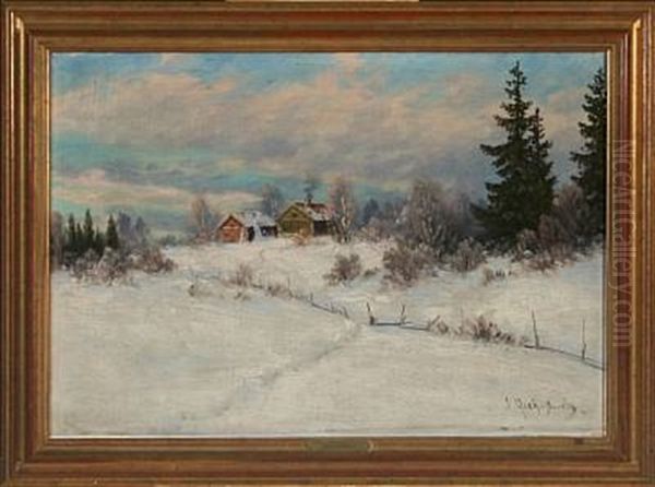 Winter Landscape Oil Painting by Ernst Aschenbach