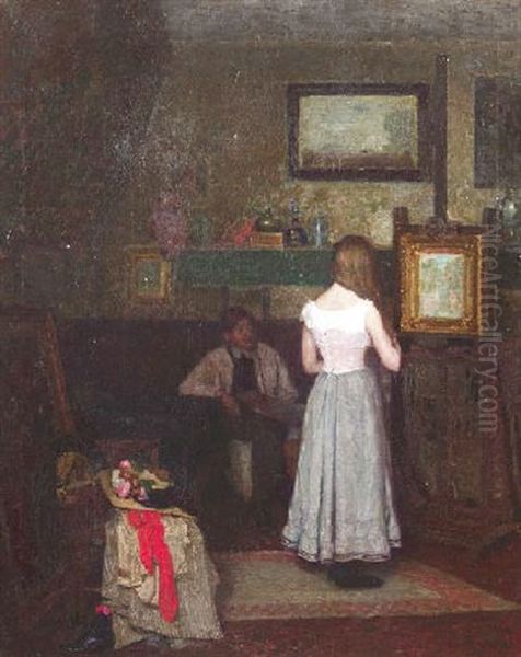 Der Maler Und Sein Modell Im Atelier Oil Painting by Karl Theodor Asen