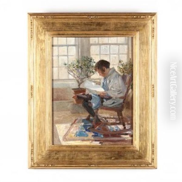 Child In Rocker Oil Painting by Edmund Marion Ashe