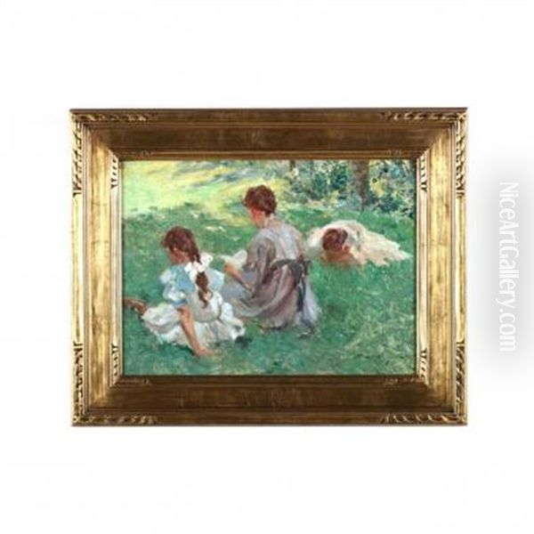 Study For On The Lawn Oil Painting by Edmund Marion Ashe