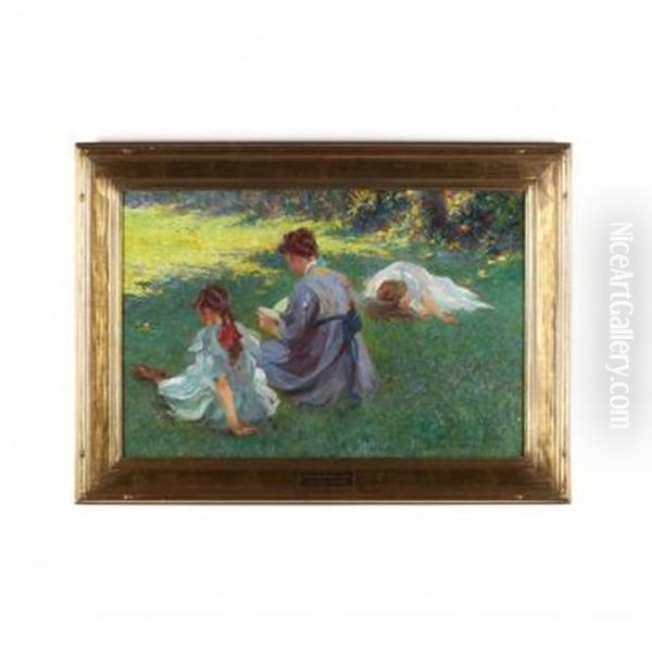 On The Lawn Oil Painting by Edmund Marion Ashe