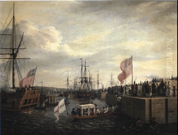 Opening Of Ringsend Docks, 23rd Apr, 1796... Oil Painting by William Ashford