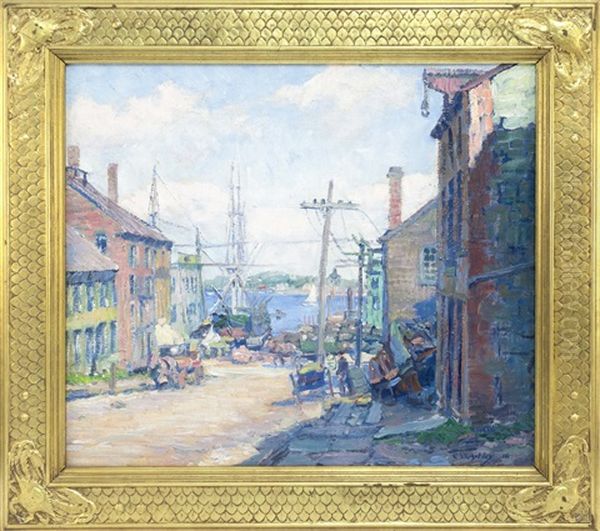 Center Street, New Bedford, Looking Across To Fairhaven Oil Painting by Clifford Warren Ashley