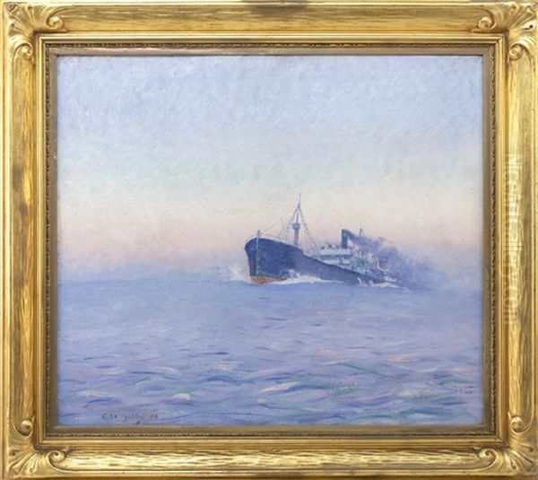 Freighter Under Colorful Skies Oil Painting by Clifford Warren Ashley