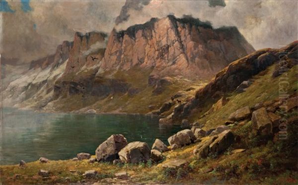 Lago D'avino Con Monte Leone Oil Painting by Federico Ashton