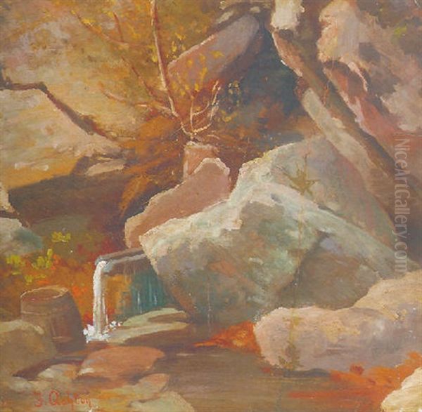 Cascatella Tra Le Rocce Oil Painting by Federico Ashton