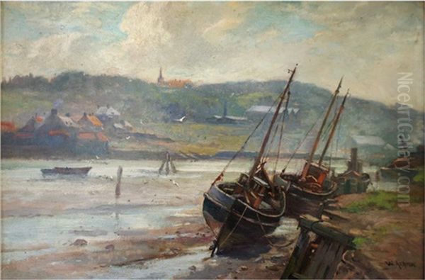 Whitby, Low Tide Oil Painting by William Ashton