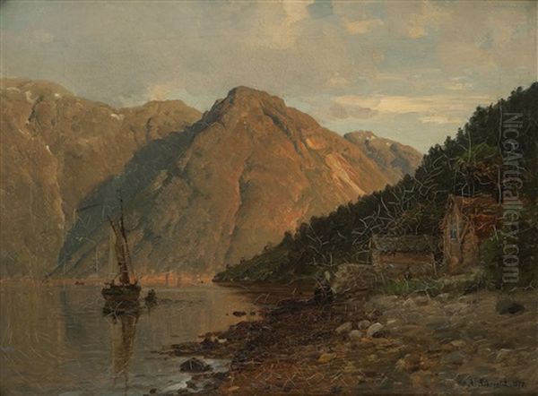 Ved Utne I Hardanger Oil Painting by Anders Monsen Askevold