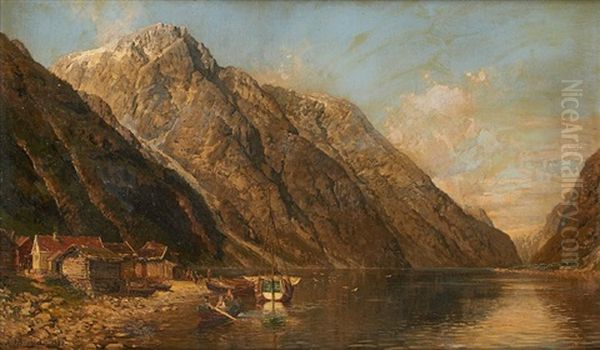 Vue De Fjord Oil Painting by Anders Monsen Askevold