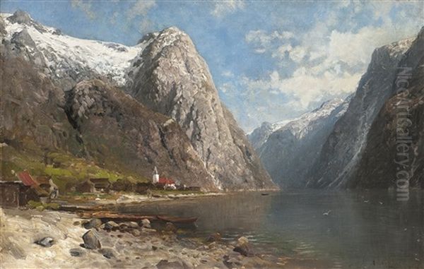 Fra Naerofjord Oil Painting by Anders Monsen Askevold