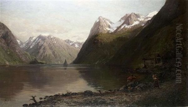 Am Norwegischen Fjord Oil Painting by Anders Monsen Askevold