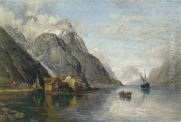 Fjordlandschaft Oil Painting by Anders Monsen Askevold