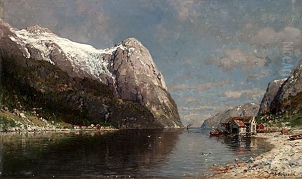 By Vid Fjorden Oil Painting by Anders Monsen Askevold