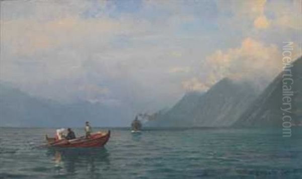 Passasjerene Roes Ut Oil Painting by Anders Monsen Askevold