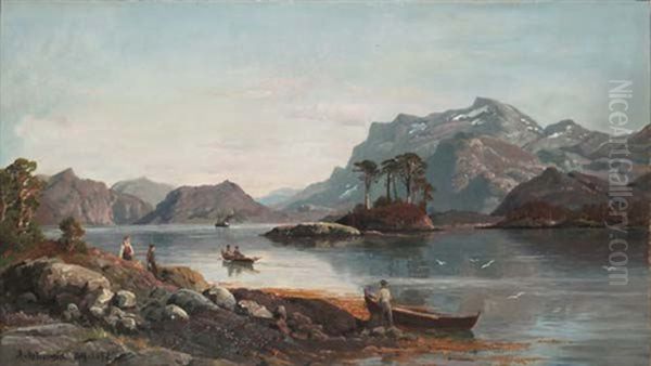 Norwegischer Fjord Oil Painting by Anders Monsen Askevold