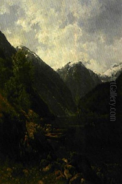 Hoyet Ros Over Fjorden Oil Painting by Anders Monsen Askevold