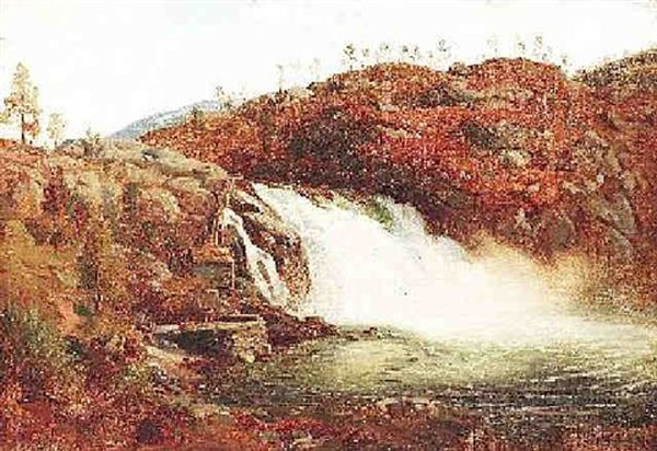 Wasserfall Im Norwegischen Hochland Oil Painting by Anders Monsen Askevold