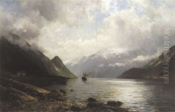 Fra Lofthus I Hardanger Oil Painting by Anders Monsen Askevold