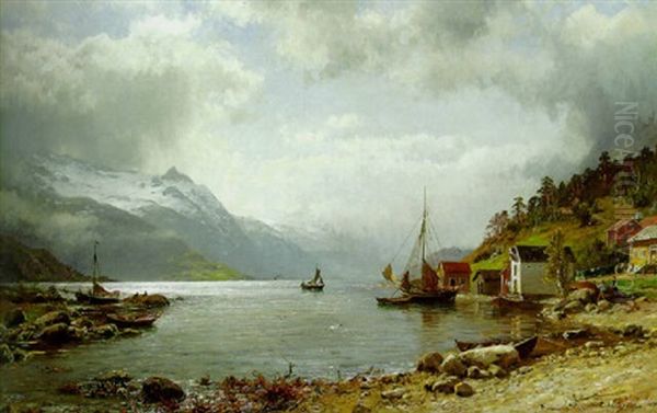 At The Edge Of A Fjord Oil Painting by Anders Monsen Askevold