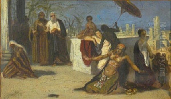 Egyptian Scene Oil Painting by Isaak Lwowitsh Asknasij