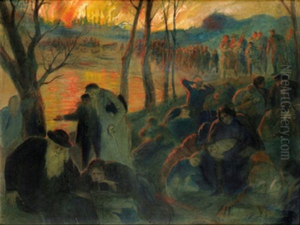 Pogrom Oil Painting by Isaak Lwowitsh Asknasij