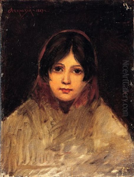 Head Of A Woman With A Scarf by Isaak Lwowitsh Asknasij