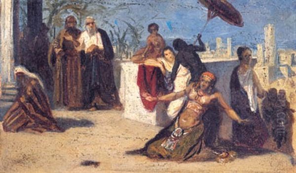 Moses And Aharon In Front Of Pharaoh Oil Painting by Isaak Lwowitsh Asknasij