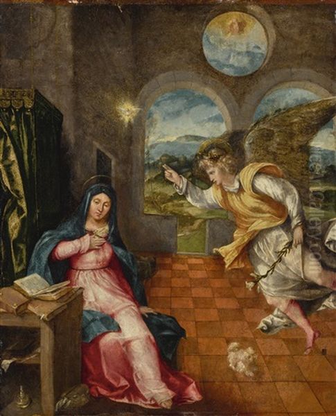 The Annunciation Oil Painting by Giovanni da Asola